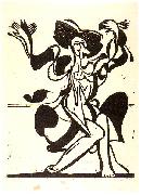 Ernst Ludwig Kirchner Dancing Mary Wigman - Woodcut oil painting
